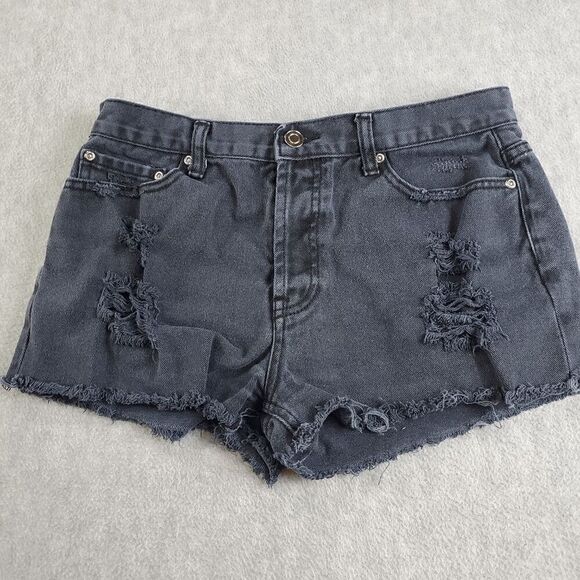 Forever 21 Shorts Womens 28 Black Distress Cut Off Denim - Picture 1 of 6
